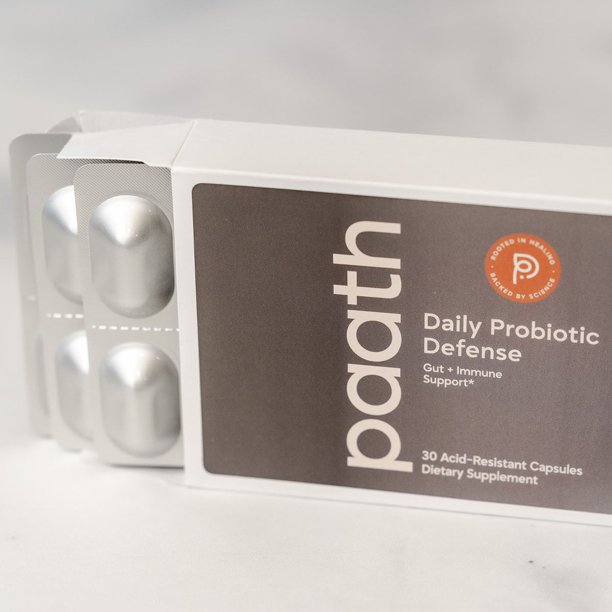Box of paath Daily Probiotic Defense supplement on a white background